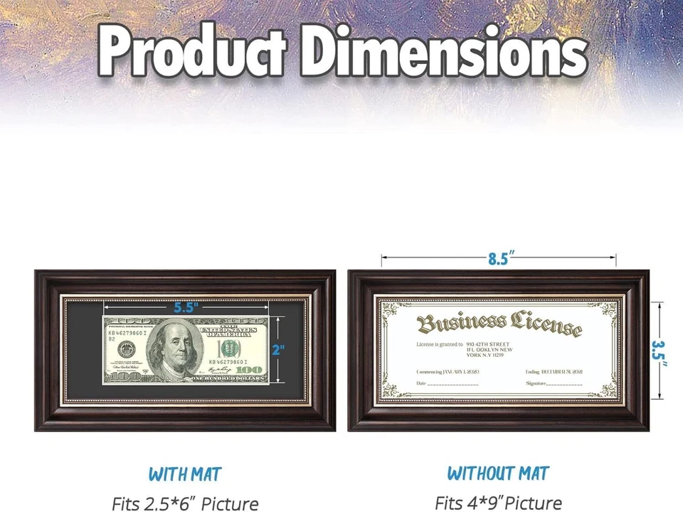 Soporte para papel moneda exhibición de billetes de dólar marco de moneda, soporte para caballete y colgador de pared Foto 4 de 4