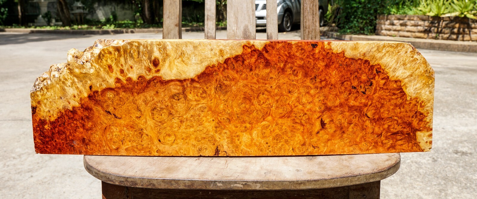 Rare! AMBOYNA BURL LUMBER Live Edge Natural Slab Wood Epoxy Resin DIY Table Top-image