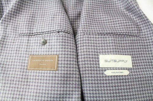 SUITSUPPLY Havana Men Blazer UK46S Purple Slim Wool Silk Linen Patterned - Picture 5 of 7