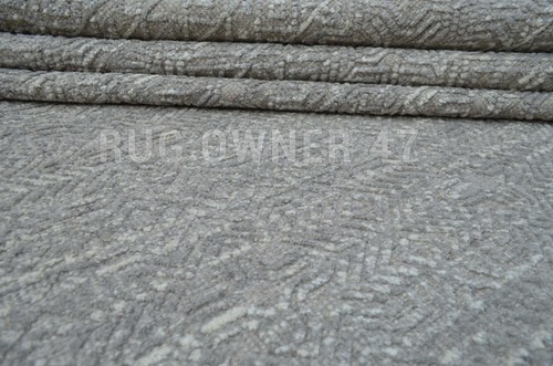 9X12 Oushak Geometric Rug Grey Colour Hand-Knotted Wool Area Rug 15054 - Picture 3 of 7