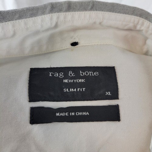 Rag & Bone Slim Fit Mens Size XL Gray White Long Sleeve Button Down Cotton Shirt - Picture 4 of 4