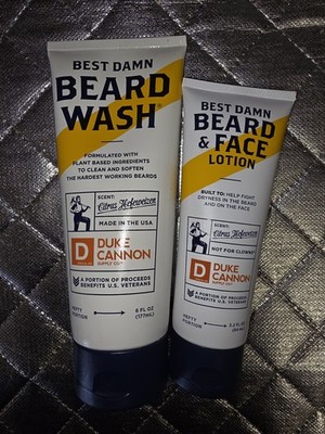 Duke Cannon Best Damn Beard Wash 6 fl oz & Beard & Face Lotion 3.2 fl oz 