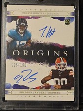 2025 Panini Origins Travis Hunter Shedeur Sanders Dual Rookie Auto 18/100 RC