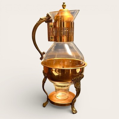 Vintage Princess House Copper and Brass Coffee Carafe with Stand Great Condition