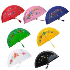 Silk Spanish Dance Fan with Flower Pattern for Performances and Decoration