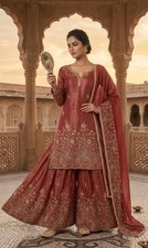 Women's Sharara Palazzo With Dupatta Set Indian Ethnic Wedding Festive Wear