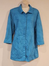 Sz 4 18 Chicos Turquoise Long Jacket Tonal Floral Print Women Lined Spring