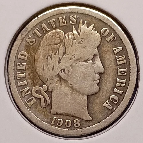 1908-O BARBER DIME -- Very Good+ (VG+)