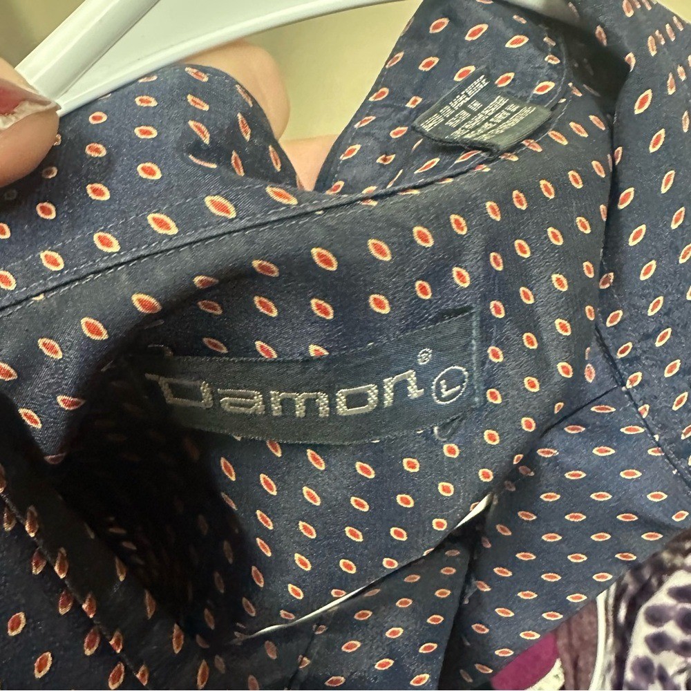 Men's Navy Patterned Button Down Shirt - image 2