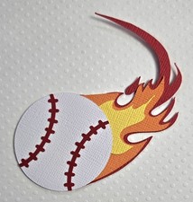Flaming Baseball. Scrapbook, Card Making Paper Piecing