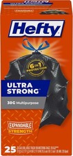 Hefty Ultra Strong Multipurpose Large Trash Bags, Black, Unscented, 30 Gallon, 2
