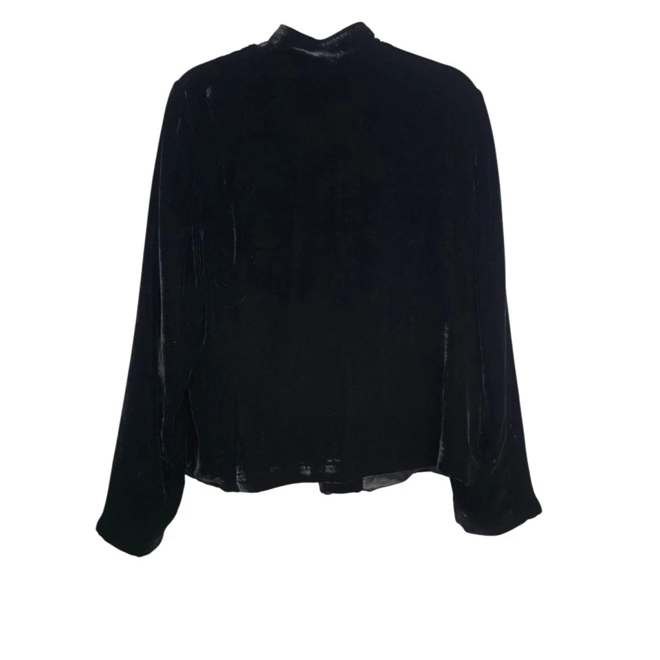 J.Jill 女式大码黑色天鹅绒双排扣中式领西装外套 — 第 3/4 张图片