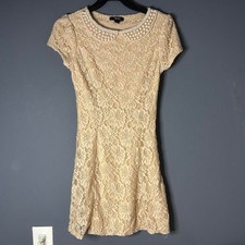 Forever-21 Women's Tan and Gold Dress