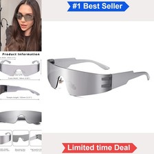 Wrap Around Sunglasses Rimless UV400 Flat Top Futuristic Y2k Shades Unisex