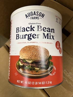 Augason Farms Black Bean Burger Mix Can, Certified Gluten Free,38 Servings ..W