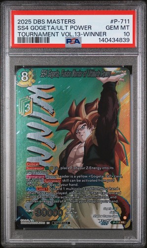 2025 DBS Masters P-711 SS4 Gogeta, Fusion Warrior of Ultimate Power PR PSA 10