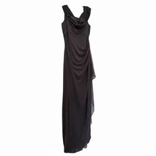 Alex Evenings Black Glitter Long Gown Sleeveless Cowl Neck Size 6