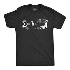 Camiseta para hombre teoría de cuerdas divertida gato matemáticas ciencia nerd camiseta