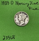 1939-D Mercury Dime 10c Fine See Pictures