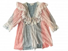 Vintage Pink Lace Peignoir Robe Sheer
