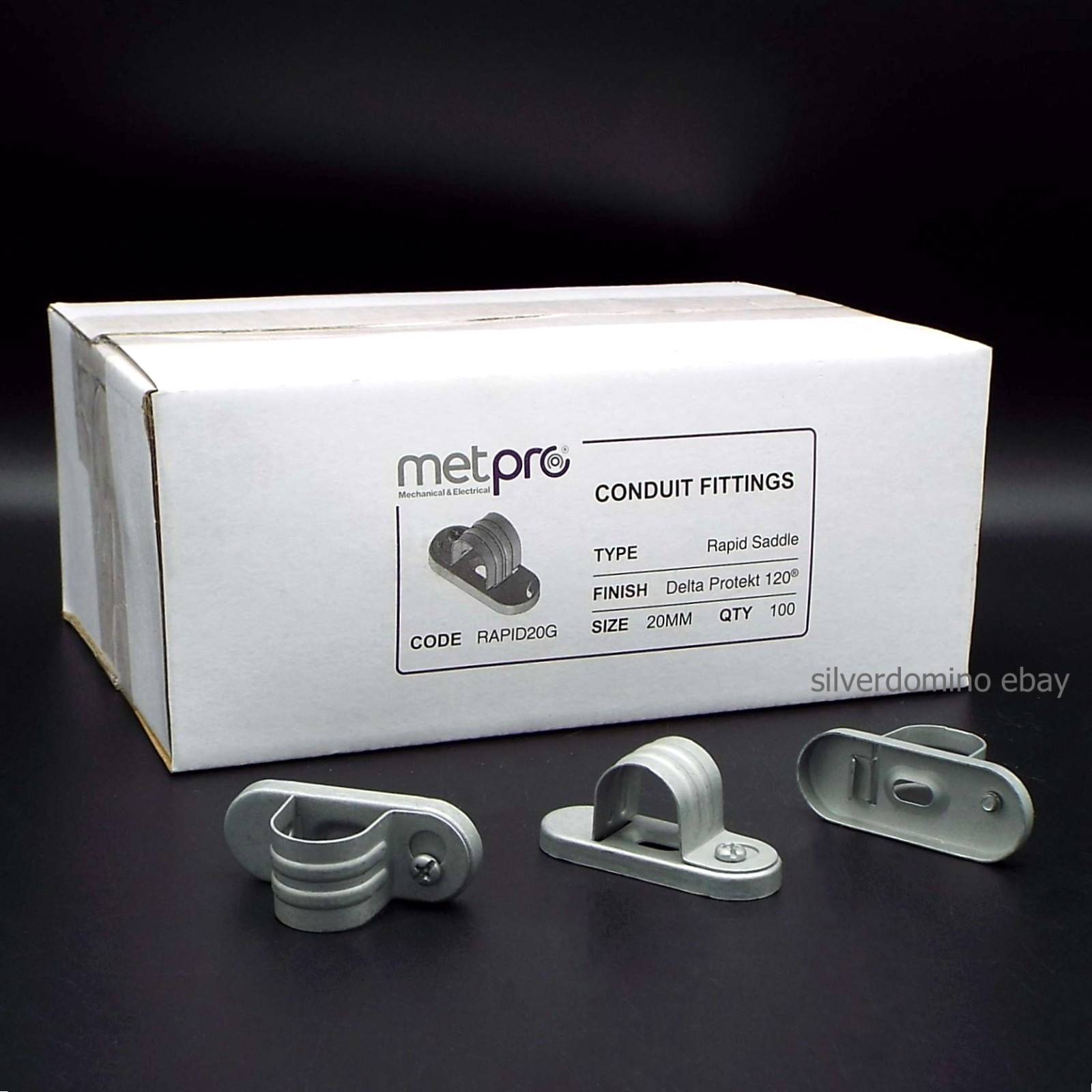 100 x Metpro 20mm Rapid Conduit Saddles / Clamps • Steel RAPID20G