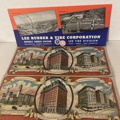 Antique US Consolvo Hotels Advertising and Lee Rubber and Tire Ink blotter