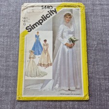 1980s Wedding dress Sewing Pattern Bridesmaid Dress Simplicity 5440 Bust 97cm