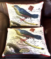 Newport Down Filled Zip Graphic Bird w/Nest Throw Pillow Rectangle  2pc