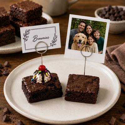 Brownie & Brownie à la Mode Photo & Place Card Holder, Food Label | Handmade