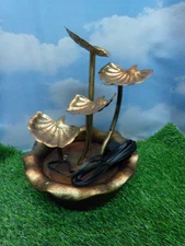 Beautiful Tabletop Serenity Water Fountain Copper Colored Lily Zen Porch Patio