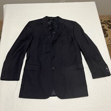 Jos A Bank Signature Gold Wool 2 Button Suit Jacket 46 Large Navy Blue Pinstripe