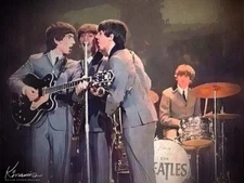 EARLY BEATLES 1964 Oil Style Art Print Sizes/Matting Beatlemania Brit Invasion