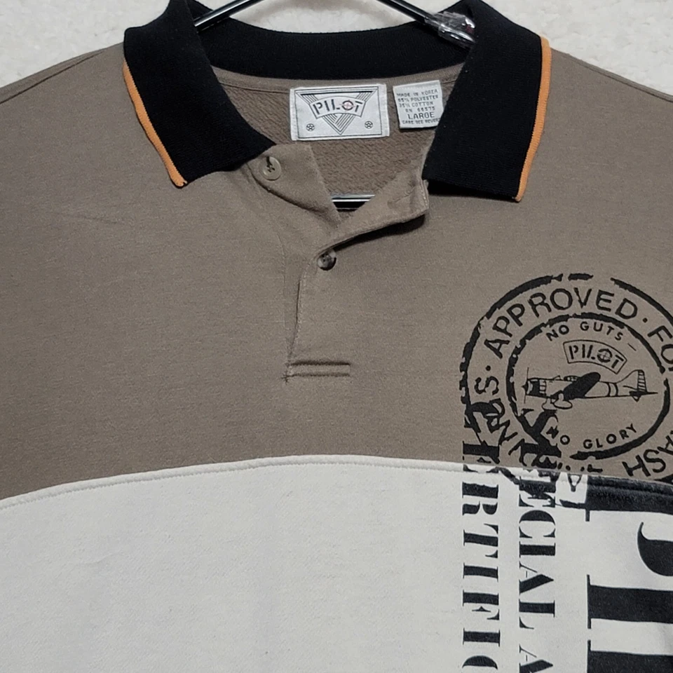 Pilot Men's Sweater Size L Large pullover Gray White Casual Long Sleeve - Image 2 of 4