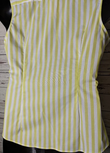 Banana Republic 12 P Petite gelb und weiß gestreifte ärmellose bügelfreie Bluse - Bild 8 von 9