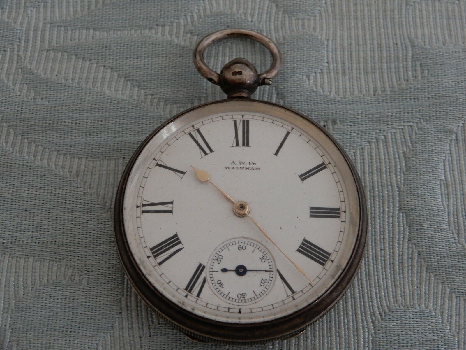 Silver 1886 Waltham "Hillside" high grade key wind pocket watch, not working now