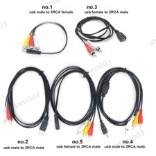 USB A 2.0 Male female To 2 3 Rca Male female connector converter for PC TV HDTV