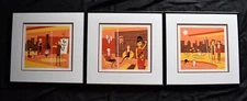 SHAG Josh Agle "House Indutries Triptych" Serigraph Art Prints Framed LE 299/300