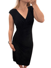 Ralph Lauren Midi Business Black V Neck Classic Casual Dress Professional