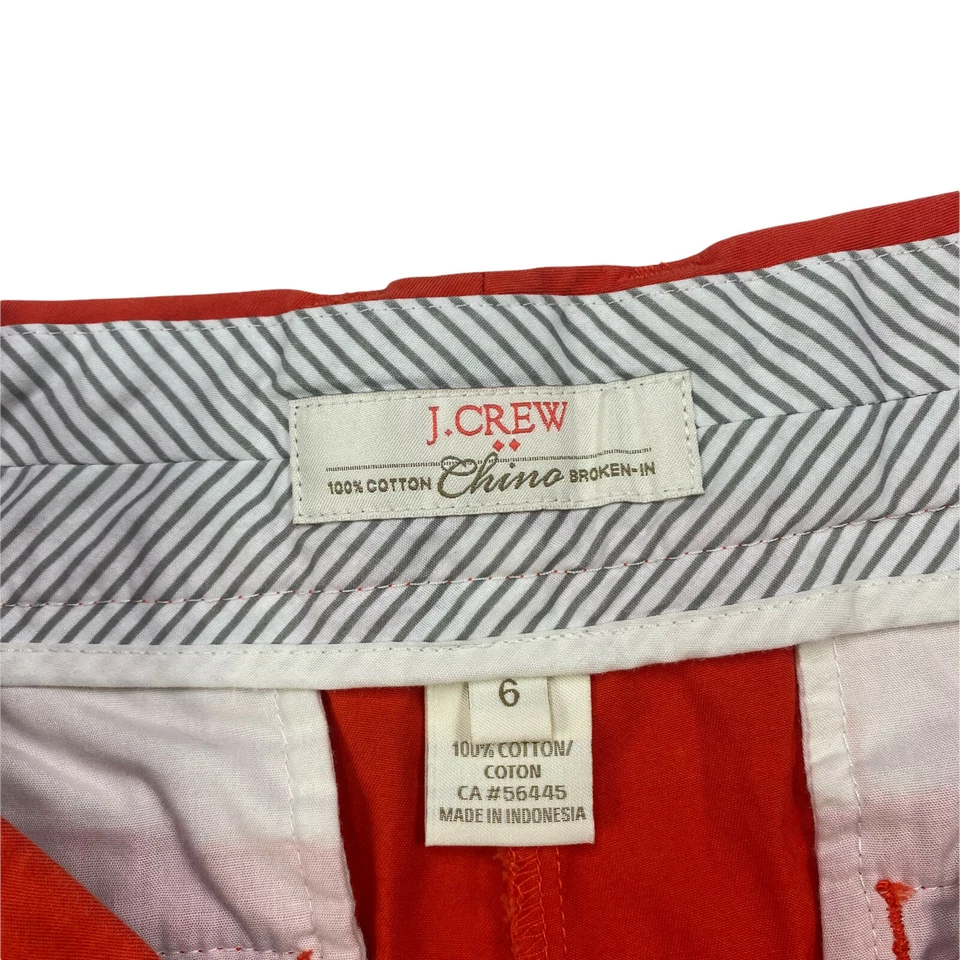 J. Pantalones cortos chinos Crew 3" para mujer talla 6 naranja tiro medio sarga Foto 4 de 4