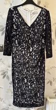 Planet Black and White Lace Lined Knee Length Dress Size 8