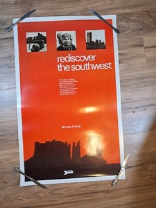 RARE Vtg AMTRAK Travel Poster Rediscover the Southwest 25x40
