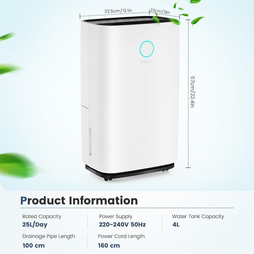 25L Dehumidifier Air Purifier with Humidistat LCD Display for Home Laundry UK - Picture 16 of 16