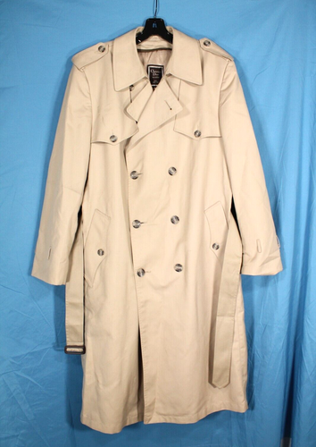 CHRISTIAN DIOR MONSIEUR Khaki TWILL Double Breasted POCKETS/BELT Trench Coat 42R