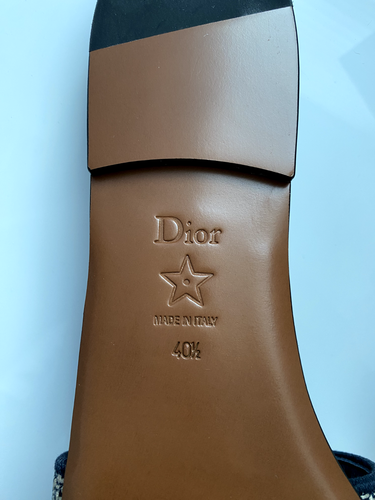 $775 Christian Dior DWAY NAVY BLUE FABRIC LEATHER Slides SANDALS SHOES 40.5 - Afbeelding 13 van 13