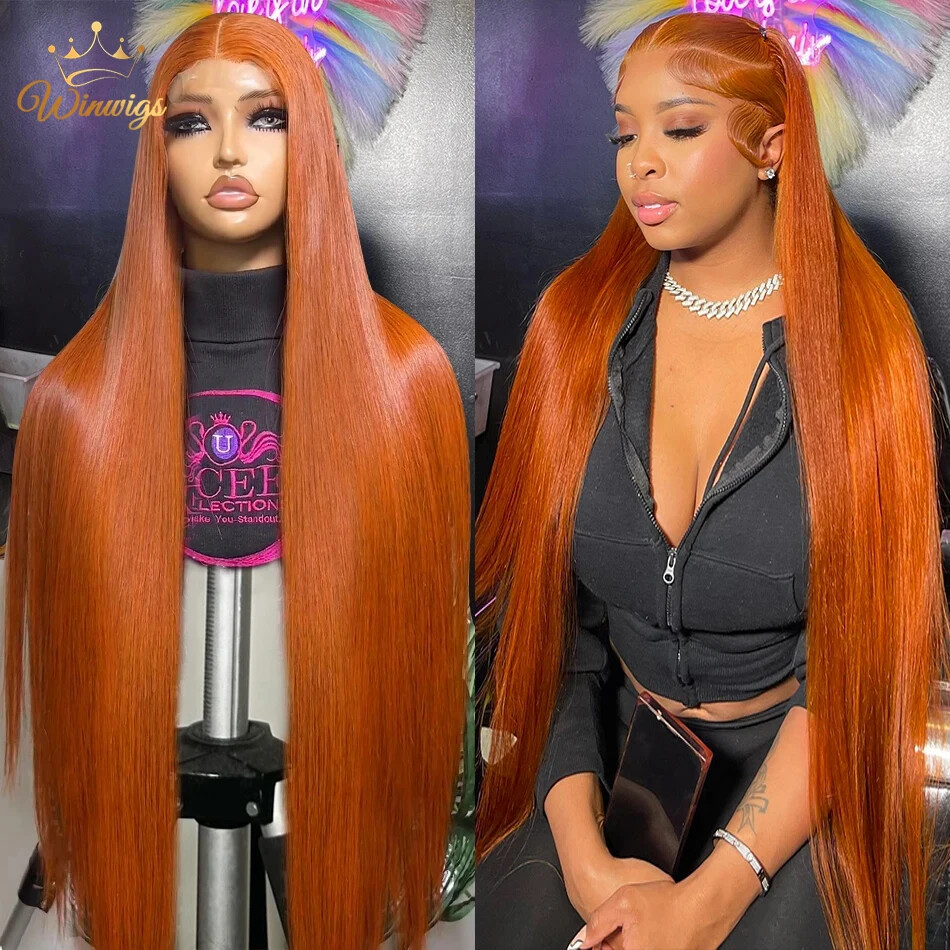 Orange Ginger HD Lace Front Wig Pre Plucked Straight Human Hair