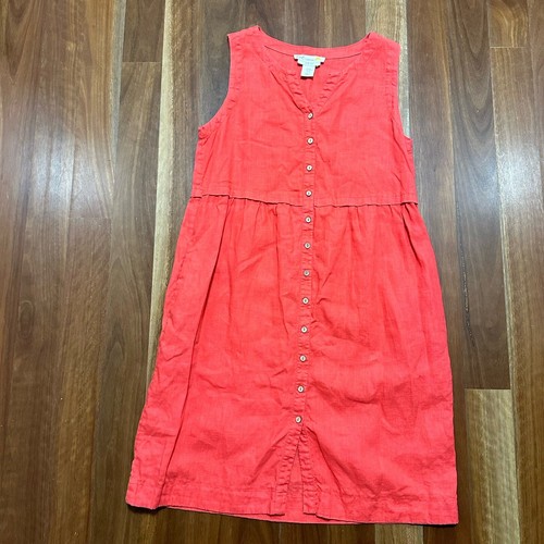 C&C California Linen Tunic Dress Size XS RED CASUAL Boho button Up Sleeveless - Picture 3 of 8
