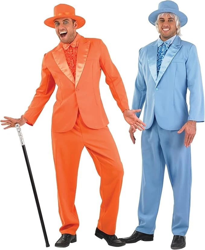 Men`s Harry Tuxedo Costume M-XL Adult 90s Dumb & Dumber Blue Suit Halloween Prom - Image 4 of 4