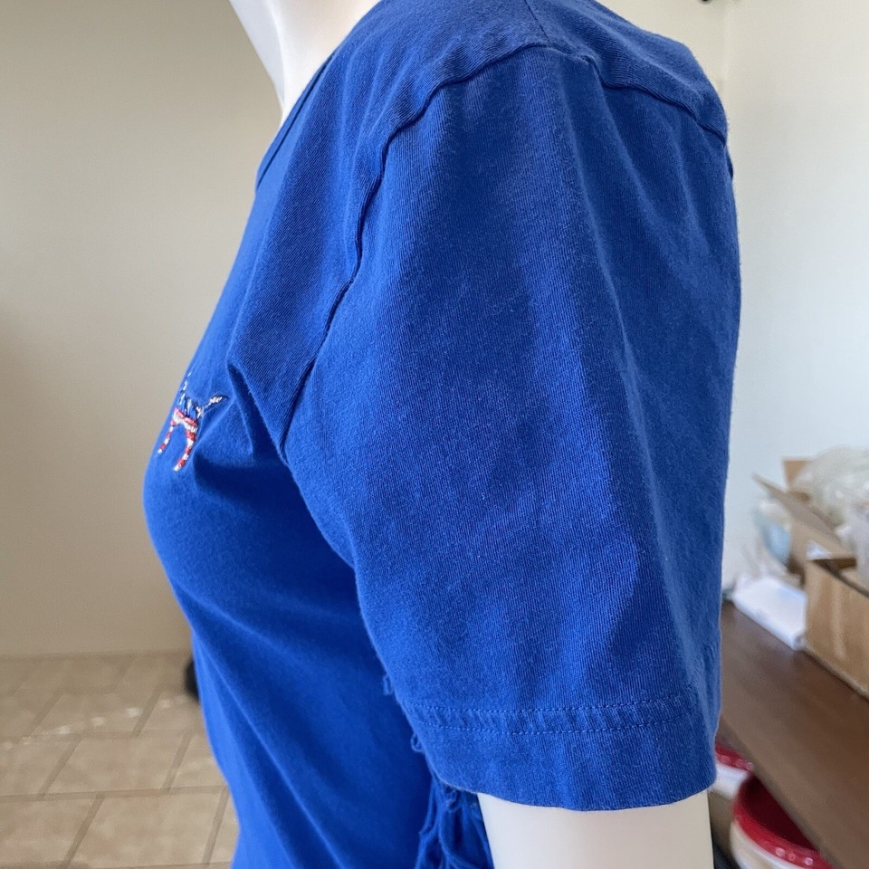 PINK VICTORIA’S SECRET ROYAL BLUE CROPPED TEE SIZE S RWB ELBROIDERED