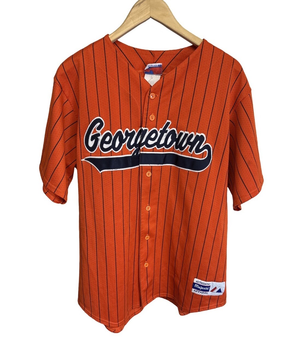Vintage 90's Georgetown Hoyas Men's Majestic Orange Striped