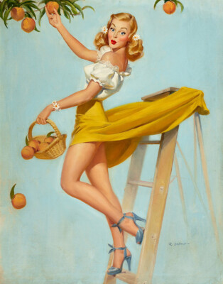 Robert Skemp - Orange Collecting Pin Up Girl - Vintage Pin up